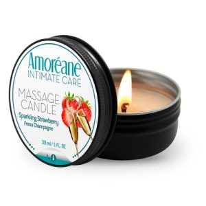 Bougie de massage vin petillant à la fraise - Amoreane